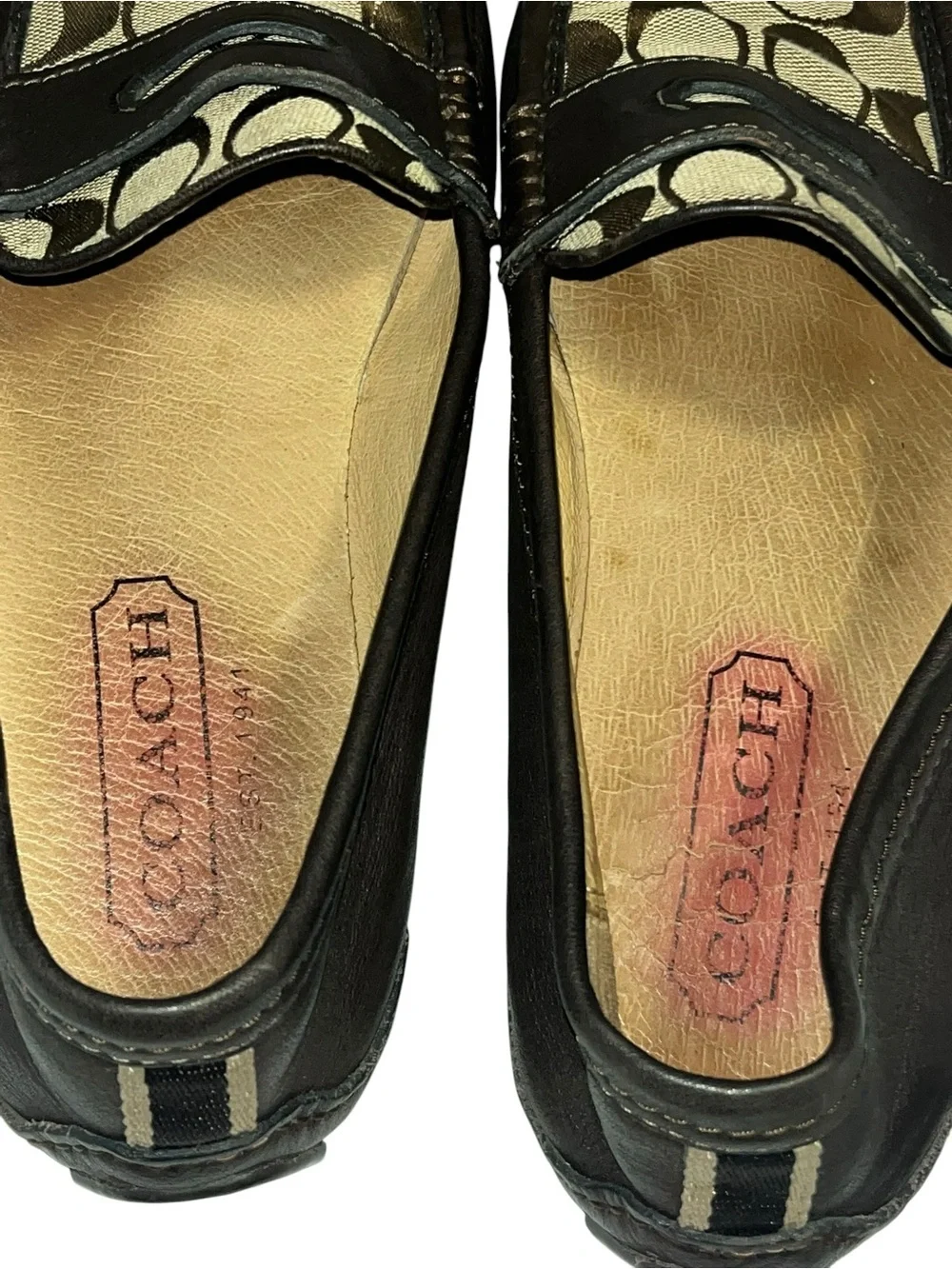 Coach Men’s Brown Signature Jacquard Penny Loafers